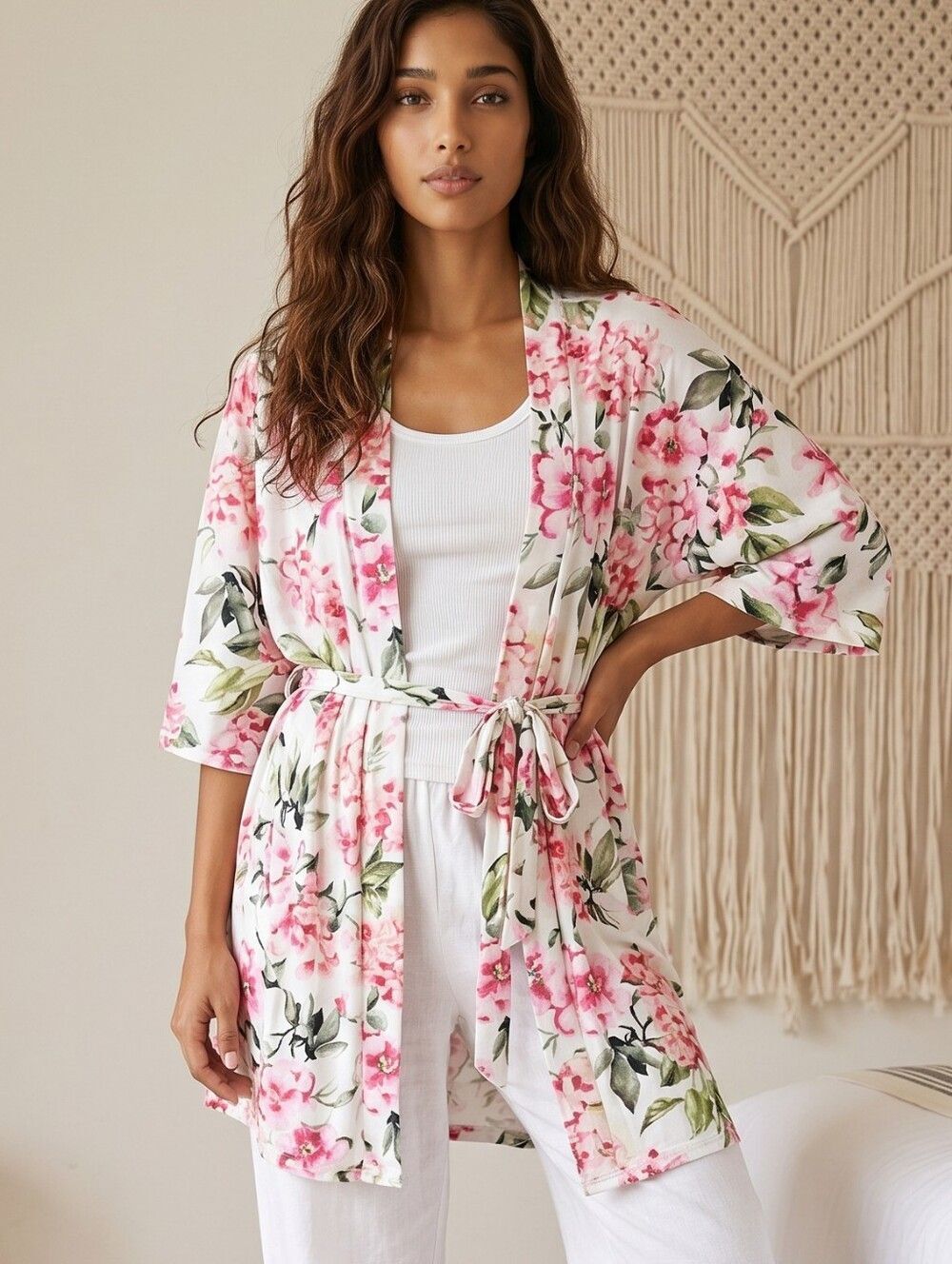 Show Me Your Mumu Brie Robe Garden of Blooms Floral Kimono Cover Up OS Pink